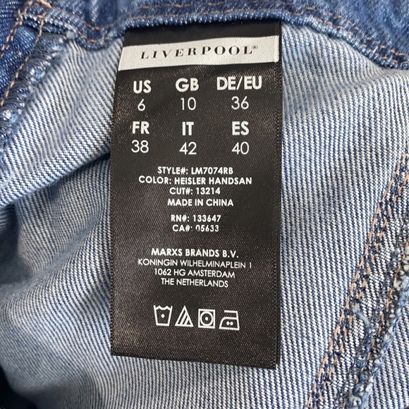 Liverpool Jeans Company Tie Detail Zip Capri Cropped Y2K Style Jeans 6/28 - Picture 6 of 7